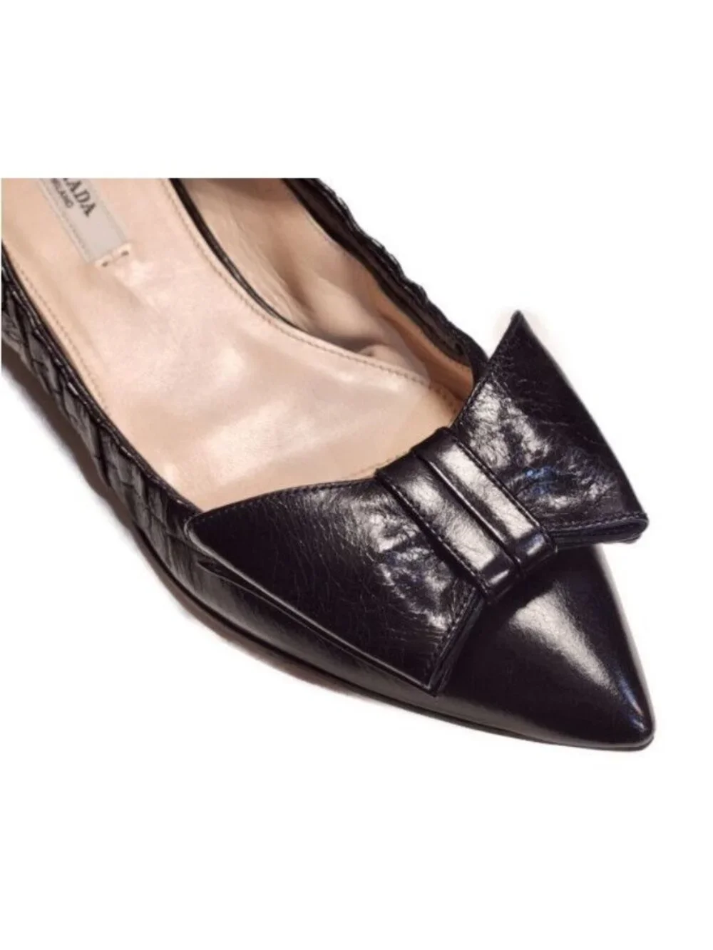 Prada Pointed Toe Ribbon Ballet Shoes - Picture 3 of 11